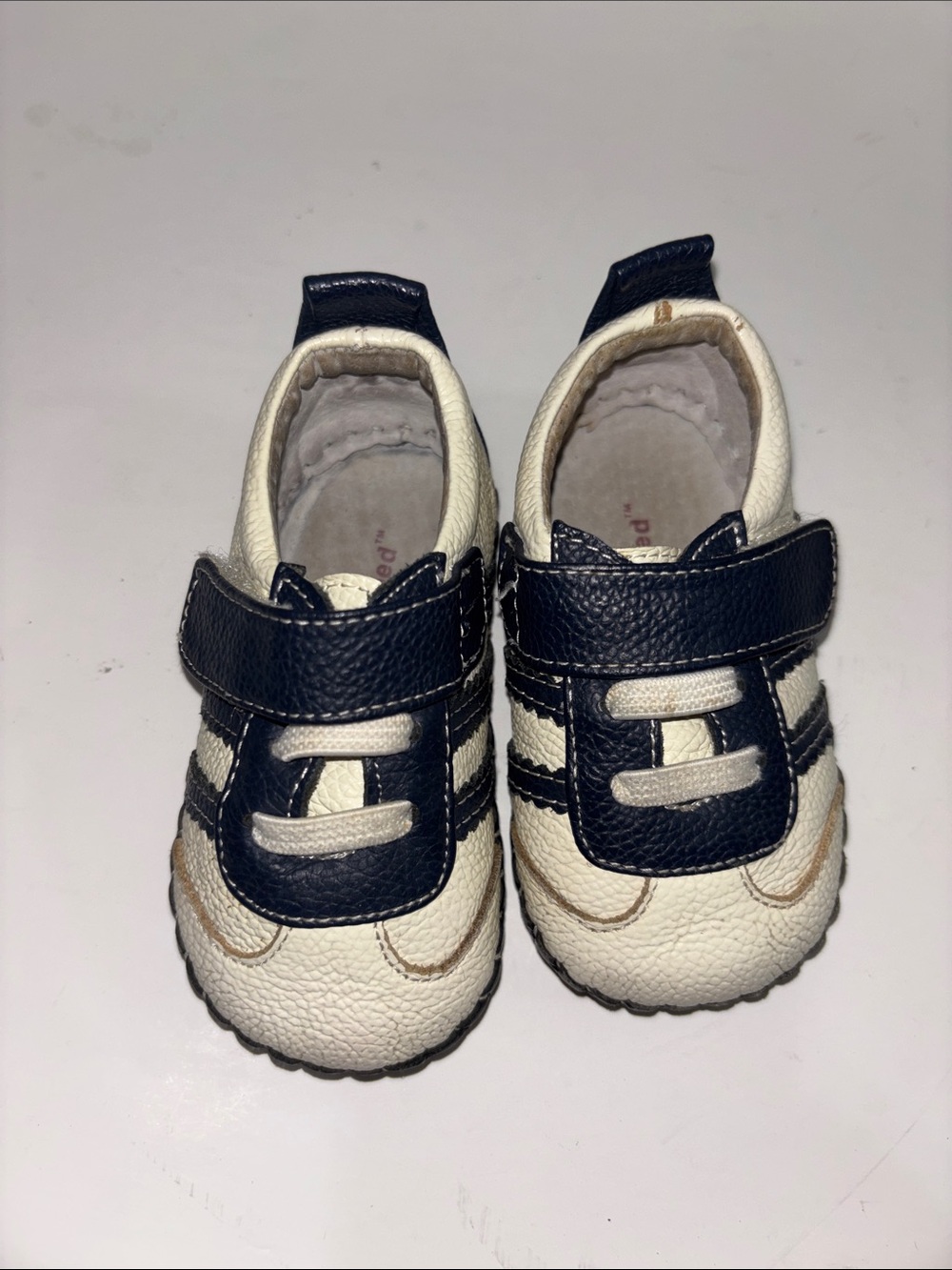pediped Navy and White Baby Walker Sneakers
